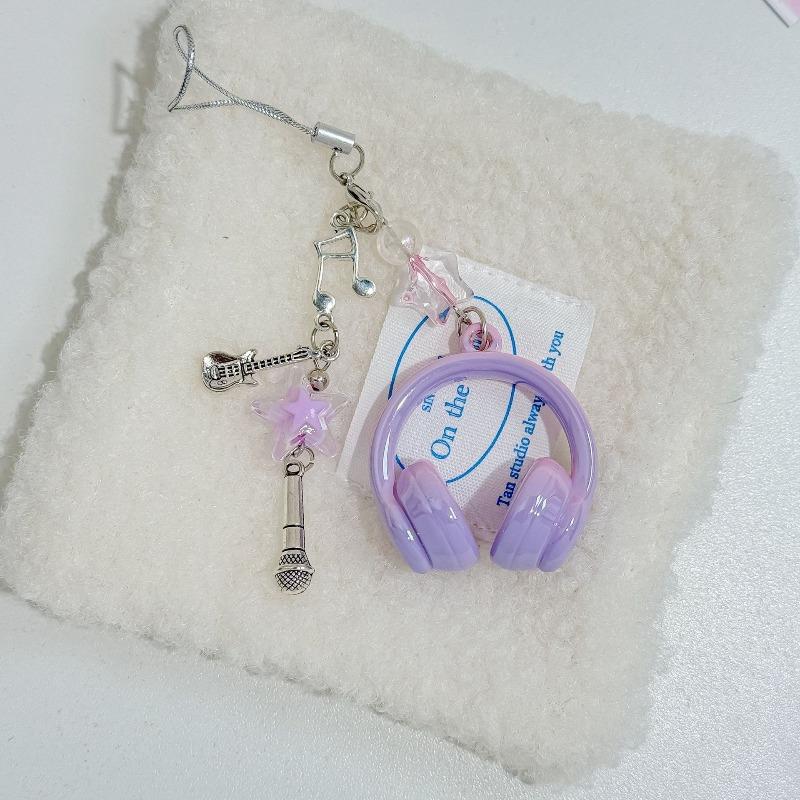 Ins Wind Music Headset Shape Mobile Phone Chain Personality Backpack Pendant Musical Note Keychain Creative High-value Pendant