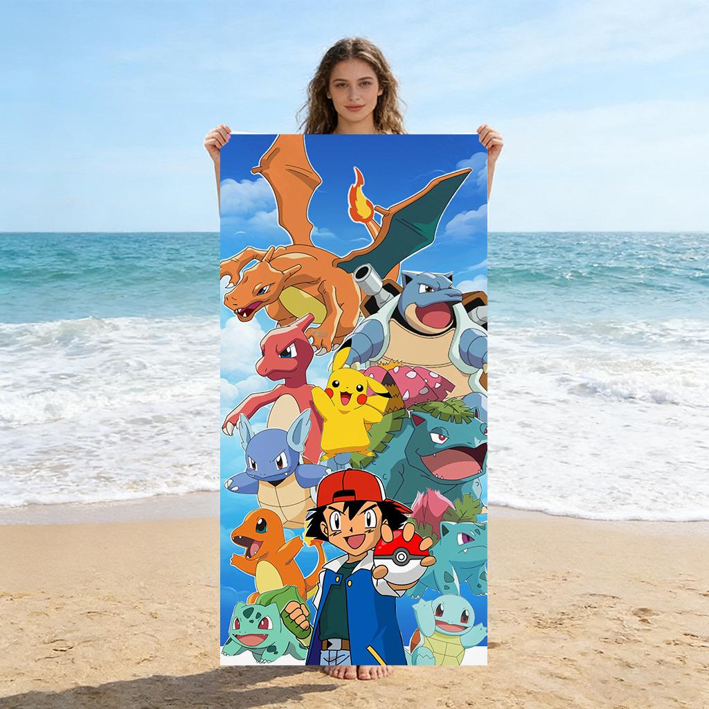 

Extra Large Pokemon Beach Towel Microfiber Quick Dry Lightweight for Yoga Camping Travel Outdoor W30*H60(CM)