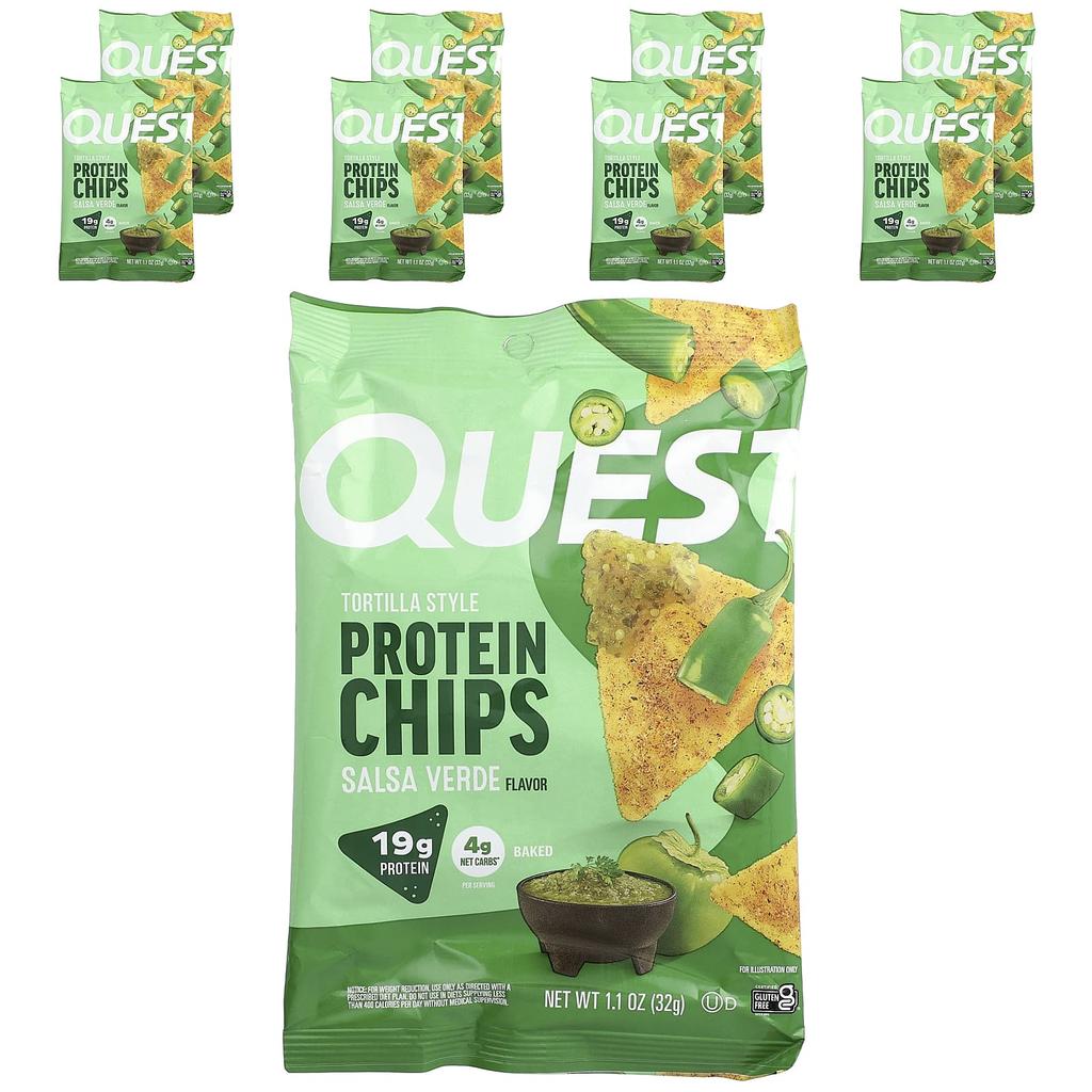 Tortilla Style Protein Chips, Salsa Verde, 8 Bags, 32G (1.1Oz) Each