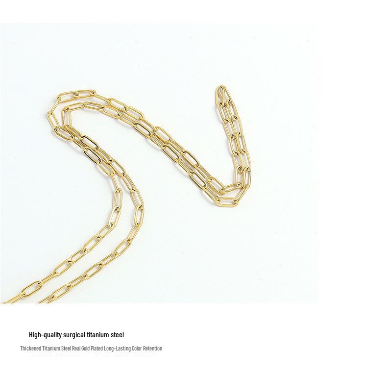 European & American Multi-layer Titanium Steel Necklace with Non-fading OT Buckle Clasp - Versatile Stackable Pendant for Women
