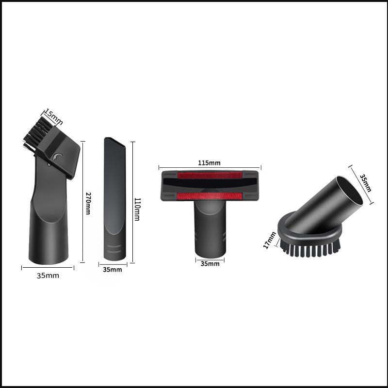 Hui Xi Home Vacuum Cleaner 2-in-1 Suction Head Set: Flat, Round Brush & T-Shaped Sofa Nozzle, 35mm Diameter