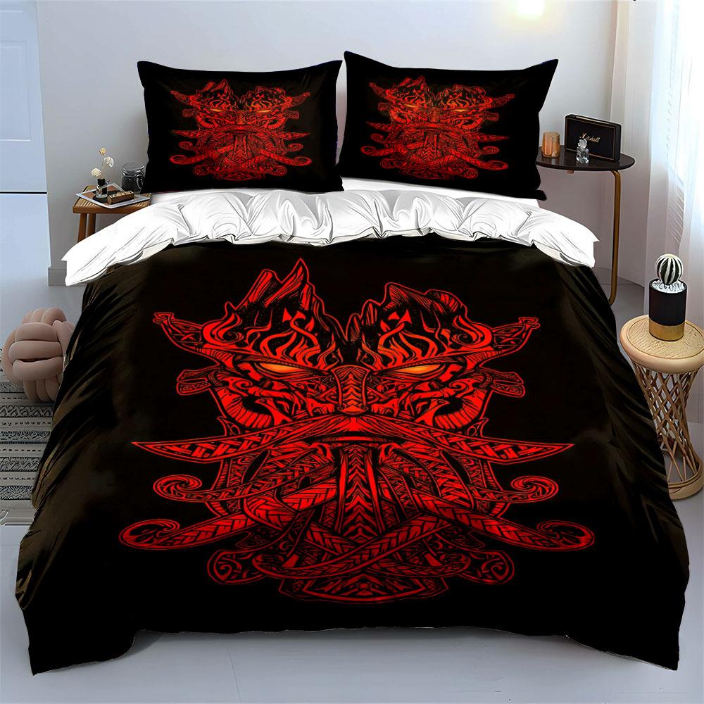 Fiery red tribal design. Bedding sets Duvet cover sets Duvet covers Pillowcases(1 * Duvet Cover 2 * Pillowcases, without duvet insert)
