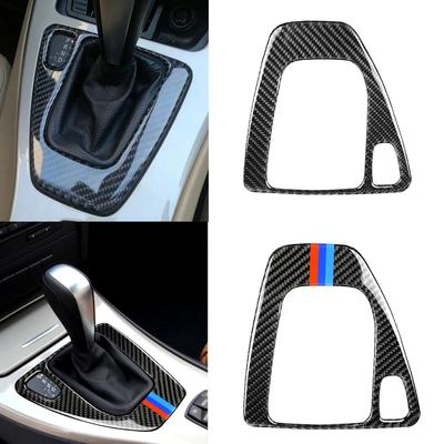 Carbon Fiber Car Interior Gear Shift Panel Cover Decorative Stickers Decal For BMW E90 E92 E93 3 Series 2005-2012