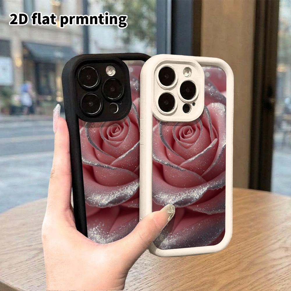 Phone Case: 2D flat, fits iPhone 18, 17, 16, 15, 14, 13 Pro, close-up of pink rose, perfect Christmas and Halloween holiday gift