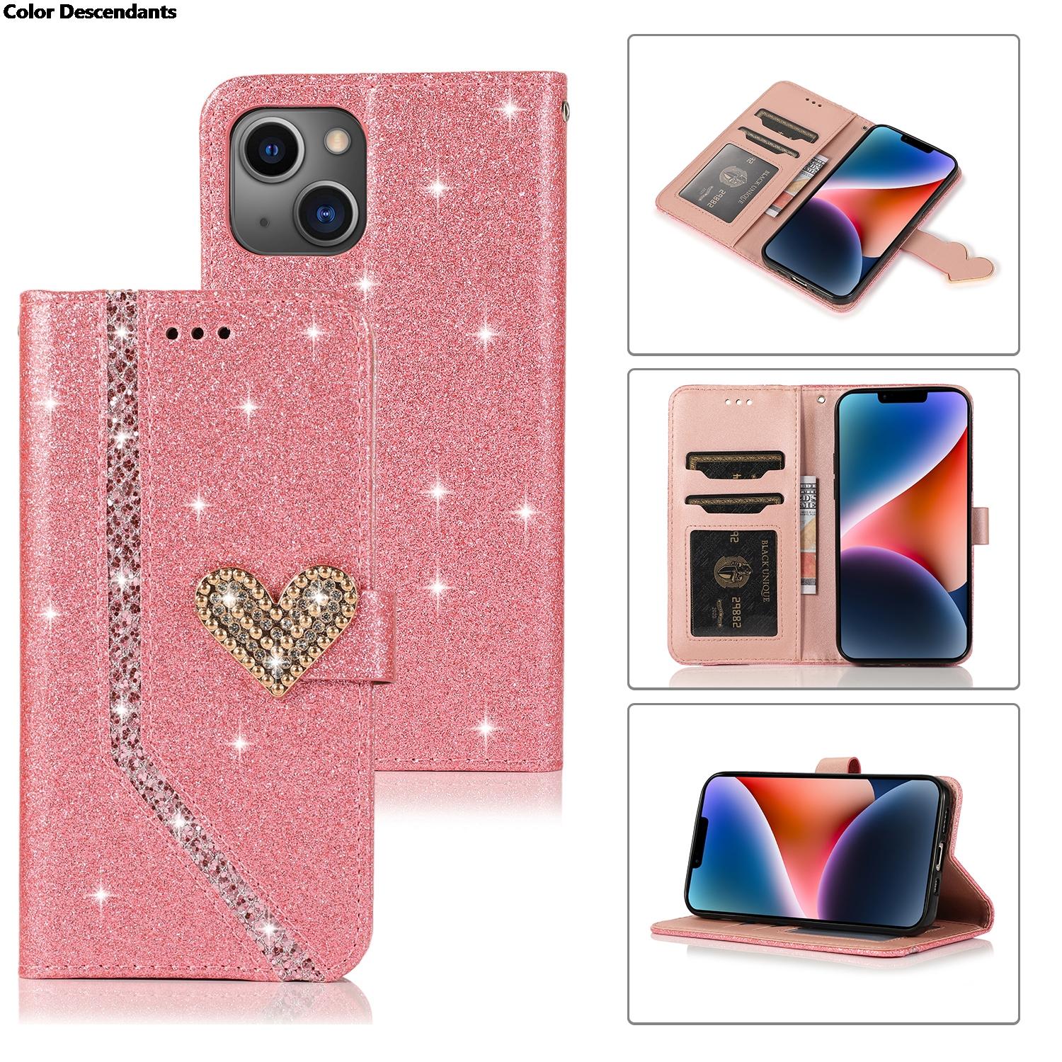

Shiny Case For iPhone 17 Pro Max AIR 16 E 15 14 13 Pro Max 12 MINI 11 Pro X XR XS XS Max 7 8 Plus Wallet Flip Leather Case For iPhone 17 розовый