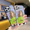 Hot-selling graffiti curly hair girl applies Apple 17 glossy glass 16/15pro large hole anti-collision mobile phone case