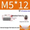 201 Stainless Steel Headless Set Screw - Flat End Socket Screw