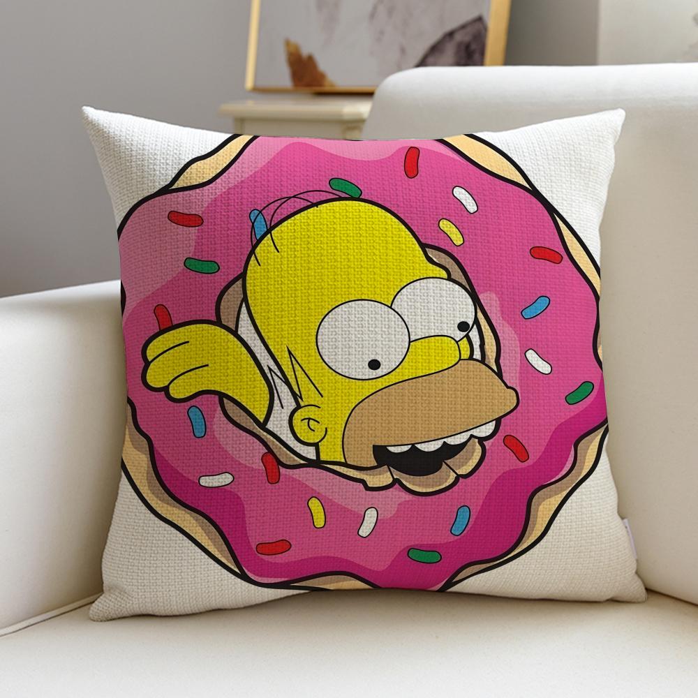 Iconic TThe SimpsonsS Cushion Cover Breathable and Skinfriendly Linen Pillowcase Square Removable and Washable Cushion