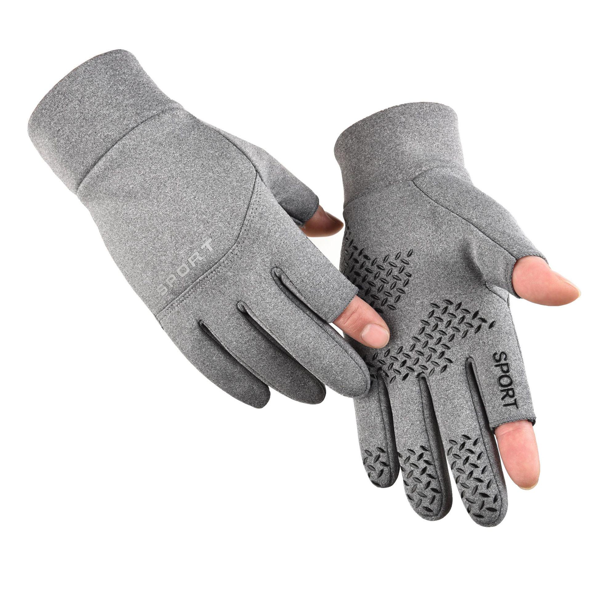 

Мужские ветрозащитные водонепроницаемые зимние перчатки без пальцев для велоспорта — нескользящие, с бархатом для спорта и рыбалки One Size серый