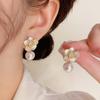 Sweet Dripping Oil Zircon Pearl Flower Stud Earrings Light Luxury Temperament High Sense Earrings Mori Personality Versatile Earrings Women