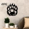 Bear Forest Hanging Art Metal Hollow Out Wall Art Rustic Landscape Sculpture with Paw Animal Themed Room Decor Prints Large Iron Sign for