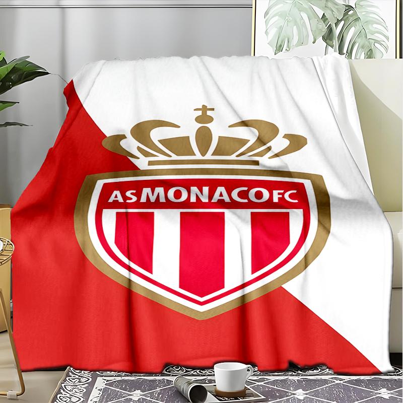 1PC Monaco Football club Printed Soft Flannel Blanket Throw for Adult Bedroom Living Room Sofa Camping Travel Fan gifts Christmas Gifts