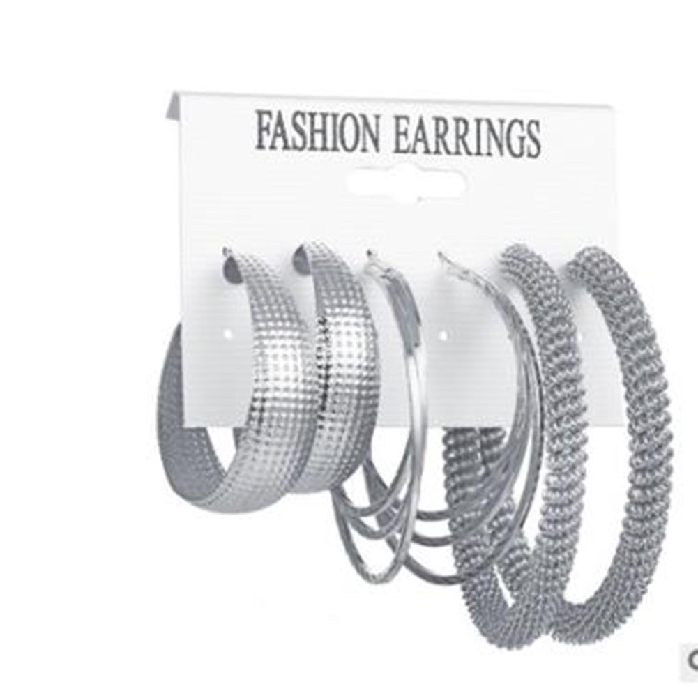 3 Pairs Of Earrings Alloy Creative Retro Style Exaggerated Golden Metal Earring Set