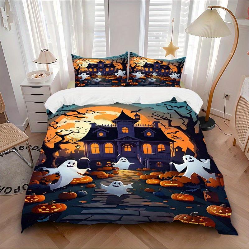 

3pcs Halloween Ancient Castle Ghosts Soft and Comfortable Breathability, Bedding Set, Machine Washable, Suitable for All Seasons108 135x200cm