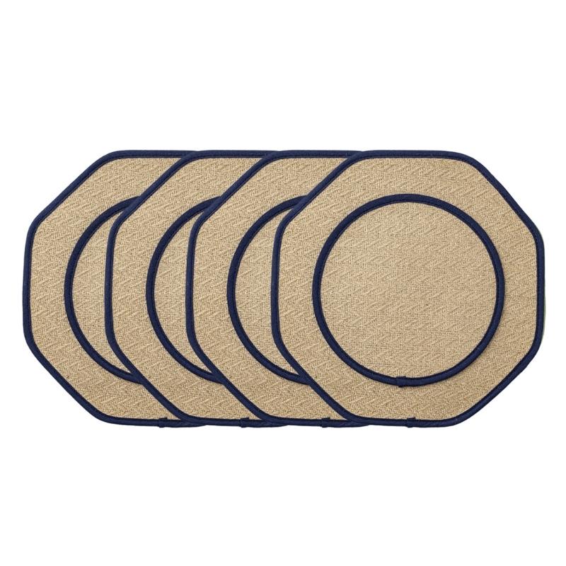 

4pcs Table Mats Heat Resistant Spillproof Dining Placemat Friendly Cotton and Linen blend Table Decoration Mat темно-синий