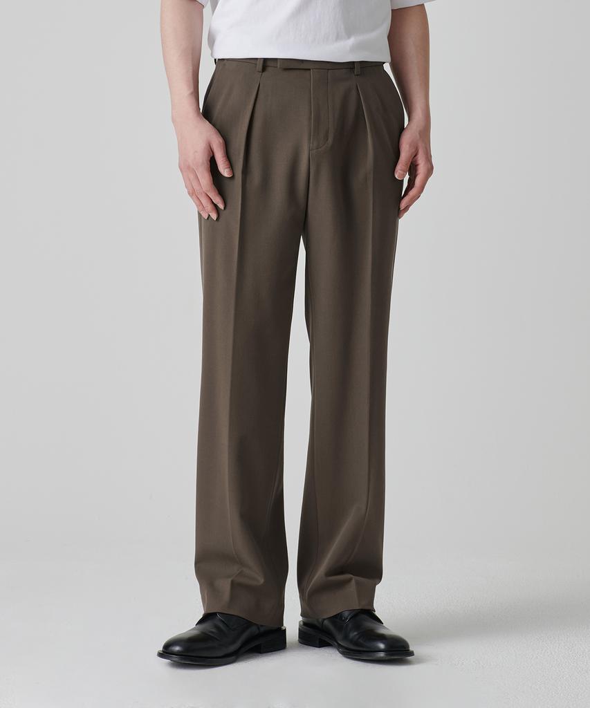 MUSINSA STANDARD Reverse One-Pleat Wide Hidden Banding Slacks [Brown]