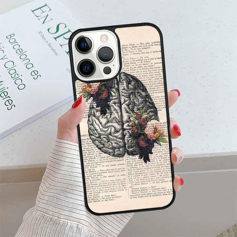 Vintage Anatomy Heart Brain Nurse Phone Case Cover For iPhone 17 Air 15 16 16e 14 13 Pro 12 11 Pro Max For Apple PLUS Fundas