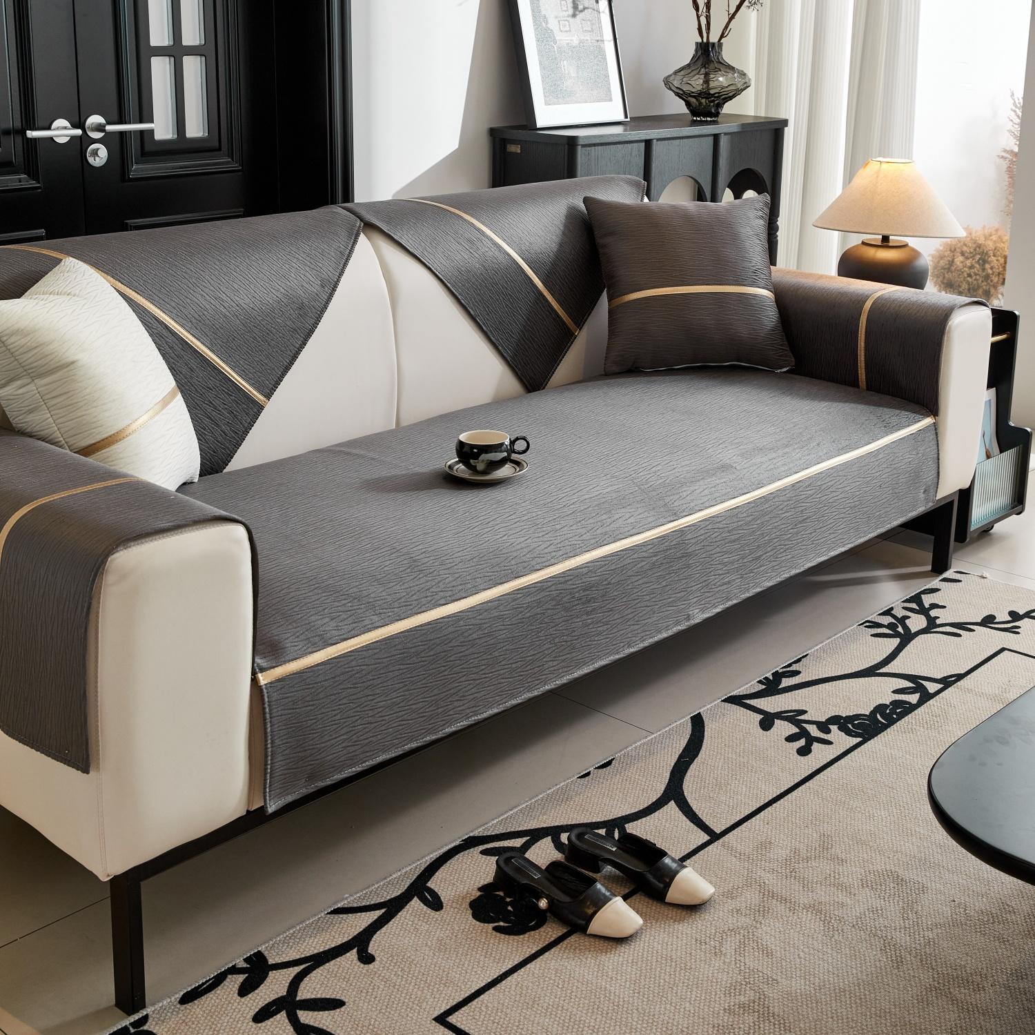 Тисненые текстуры бархатный чехол для дивана сплошной сверкающий диван чехлы для гостиной — фото 11