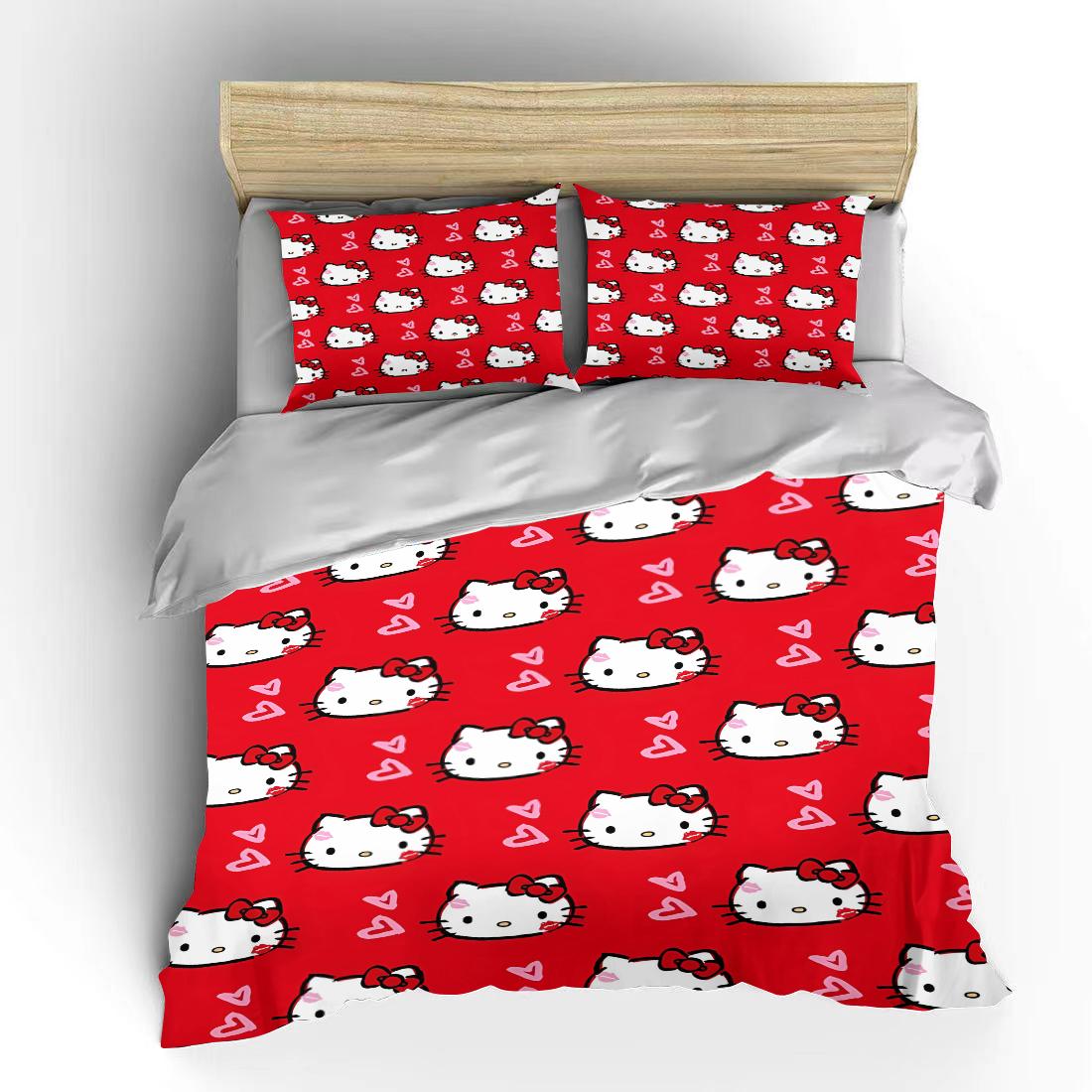 

Sanrio Hello Kitty Bedding Sets Cute Bed Cover Comforter Cover Duvet Cover Pillow Case 2-3 Pieces Sets Room Decoration EU Single 135x200cm