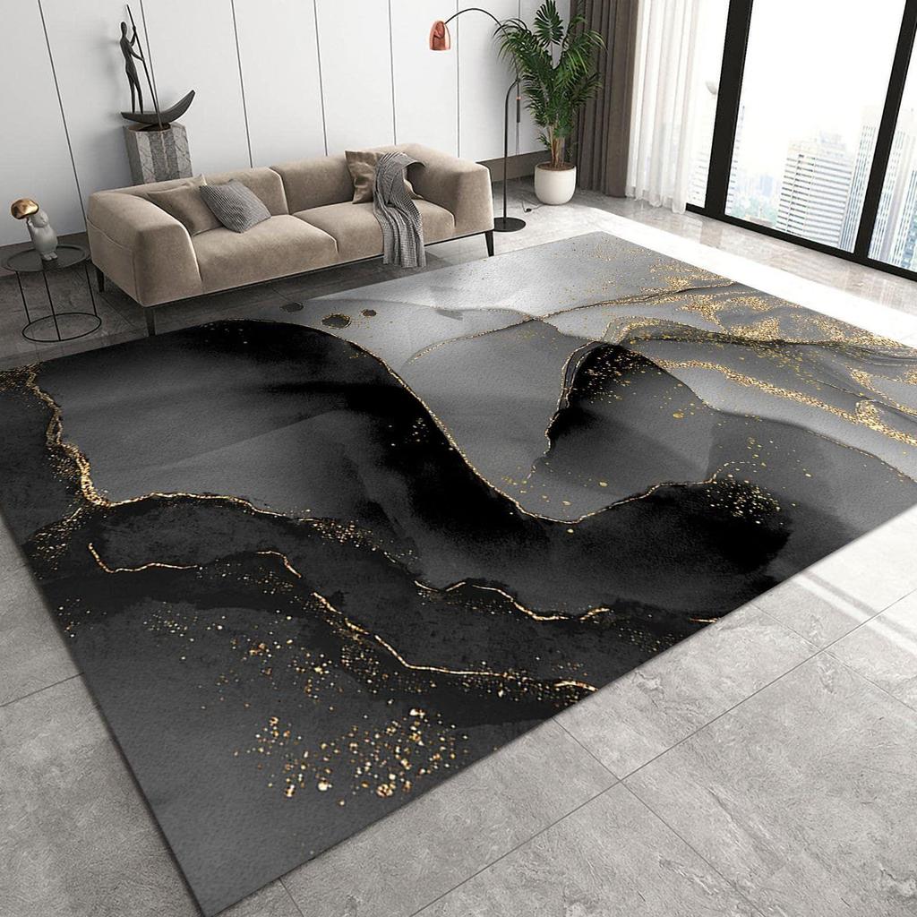 Easy-Care Marble Carpet: Living Room & Bedroom Floor Mat with Full-Cover Design