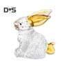 Faux Crystal Rabbit Figurine Transparent Collectible Rabbit Statue Glass Art Animal Ornament Bunny Sculpture for Home Office Desk Car