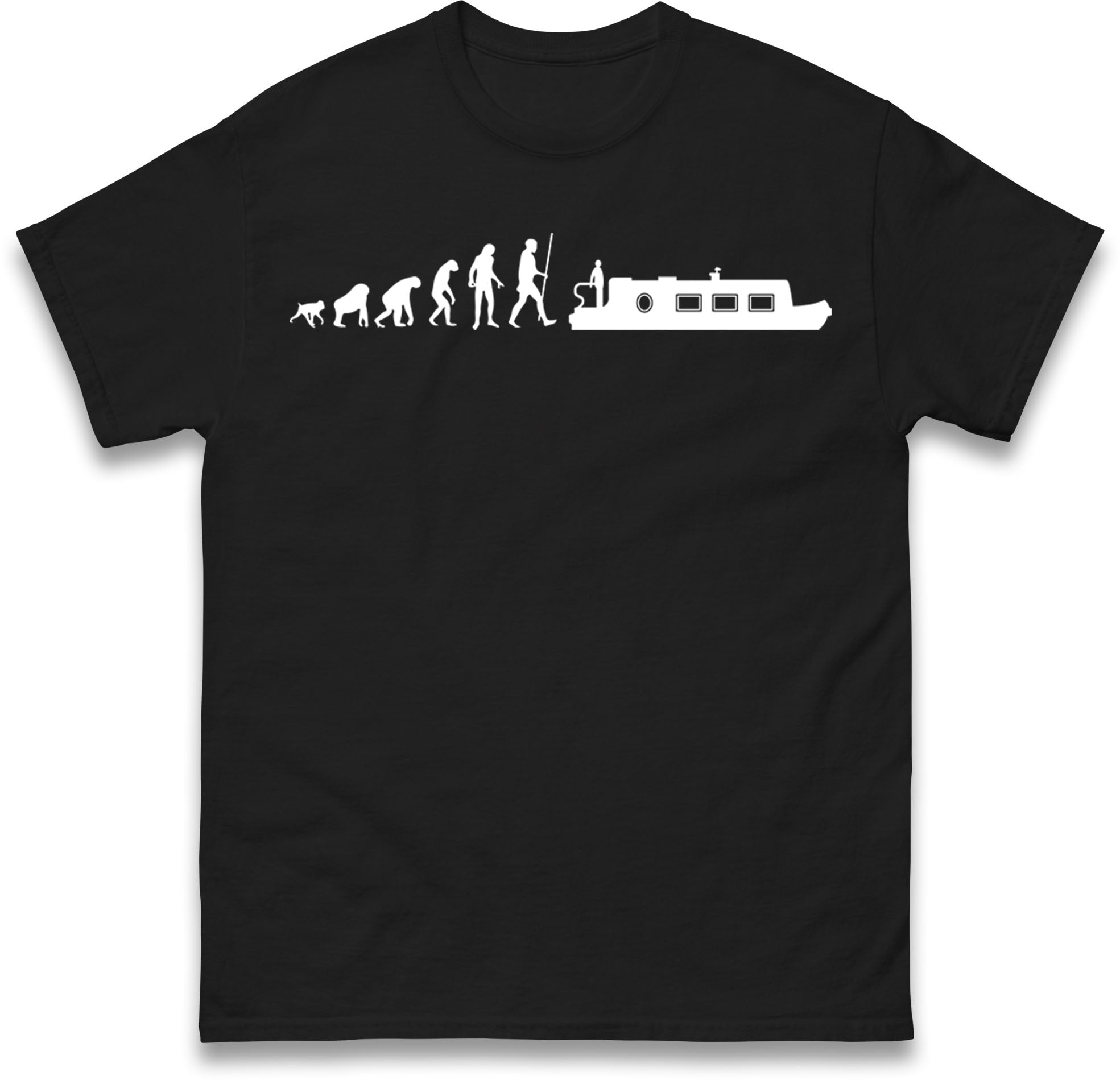 Human Evolution Canal boat Mens T Shirt Womens Tops Tees L