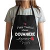 Kitchen Apron - Love Customs Officer - Black - Breton Pattern - Printed Cotton France