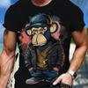 Gorilla Print Oversized T-Shirt For Men Women T-Shirt 3d Monkey Print Short Sleeved Street Hip-Hop Men Clothing New Tees