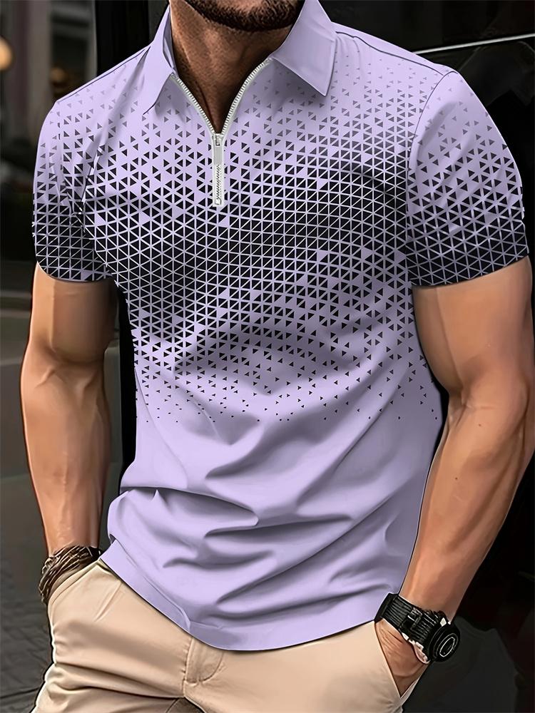 Fashion Geometric Print Graphic T shirts Lapel Mens Clothing Fashion Men's Shirts Harajuku Tops Casual Loose T-shirts for Men