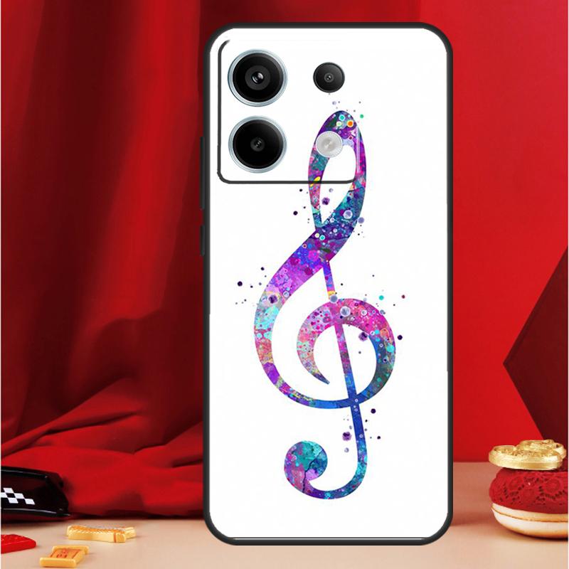 Treble Clef Music Note Case For Xiaomi Redmi Note 13 Pro 12 11 9 10 Pro 12S 11S 10S 9S Redmi 12 10C 12C 13C Cover