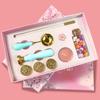 Cherry Blossom Wax Seal Stamp Gift Set: Copper Head, Mixed Color Wax, Spoon & 6-Piece Kit