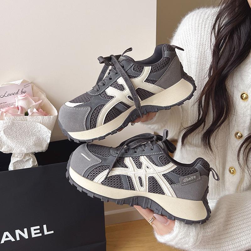 Korean Version Ins Thick-soled Inner Height Increase Color Matching German Training Shoes Women's 2025 Autumn New Versatile Forrest Gump Sports