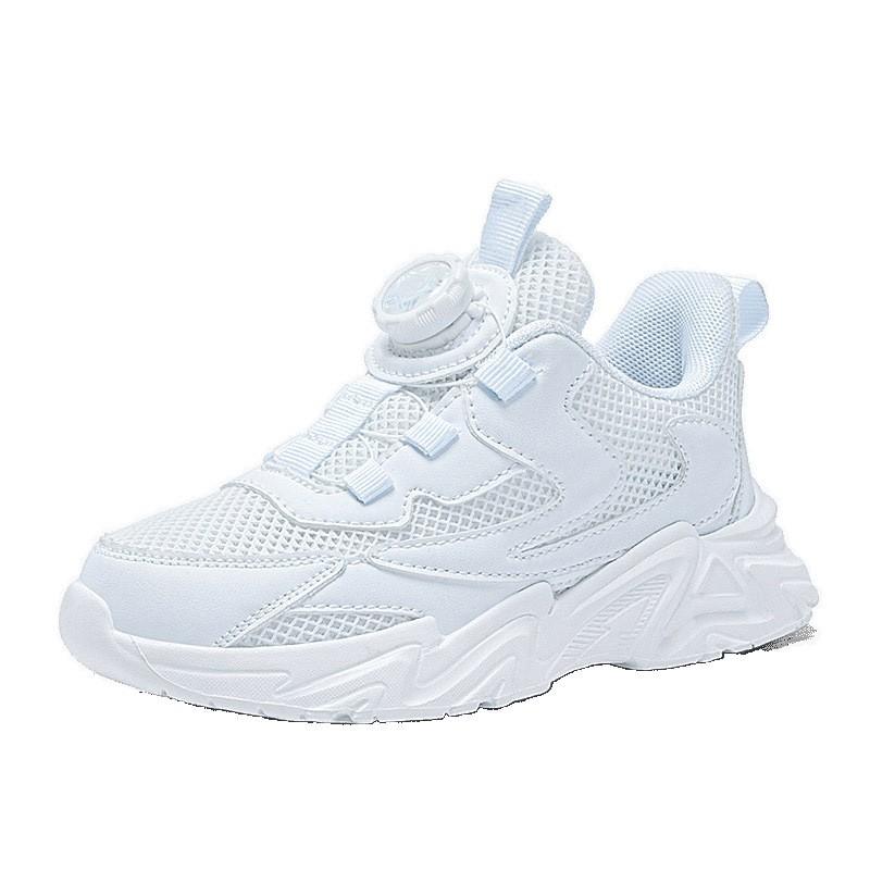 Kids Breathable Mesh Sneakers With Rotating Buckle Lightweight Anti-Slip School Shoes Boys Girls