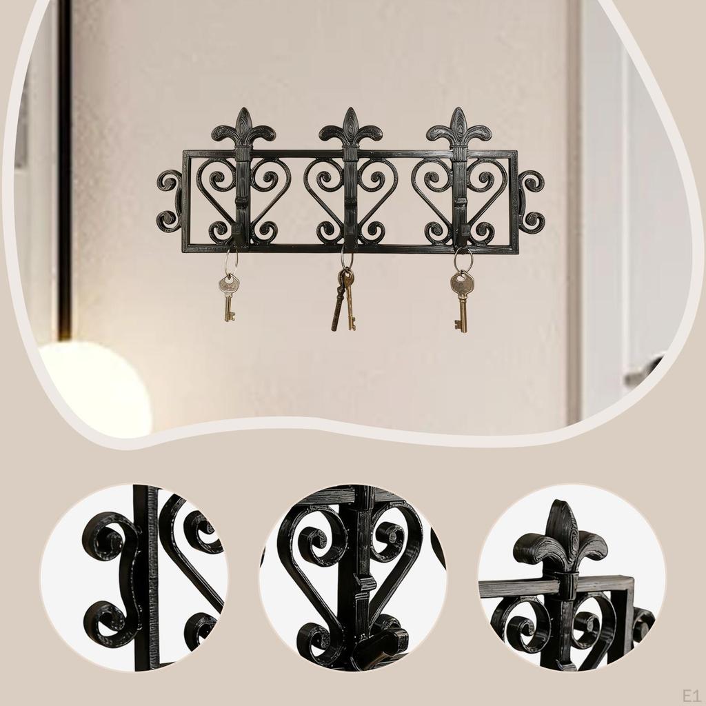 Wall Mounted Key Holder Decorative Keychain Hanger Vintage Design Organizer with Hooks Hanging
