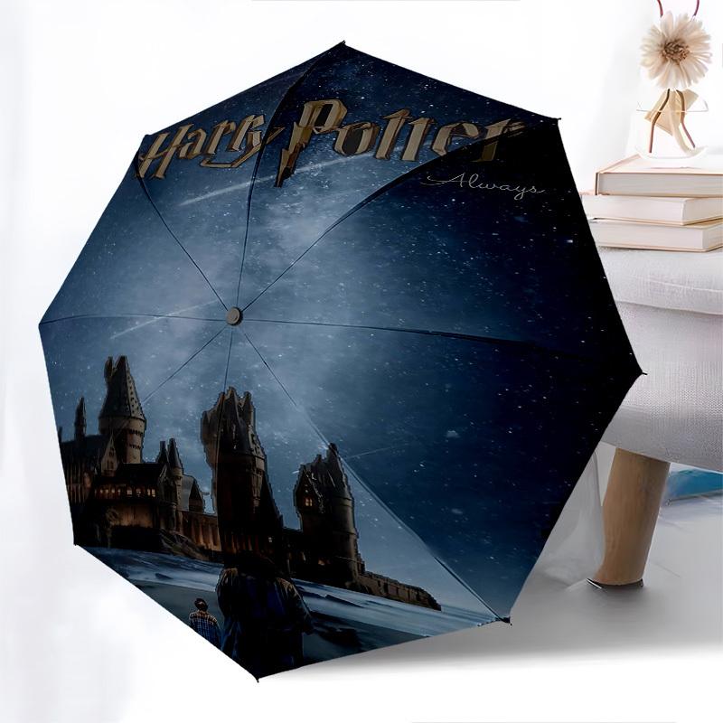 1pc Harry Potter Always Automatic Folding Umbrella - Compact 8-Rib Design, Durable Plastic & Iron1480L