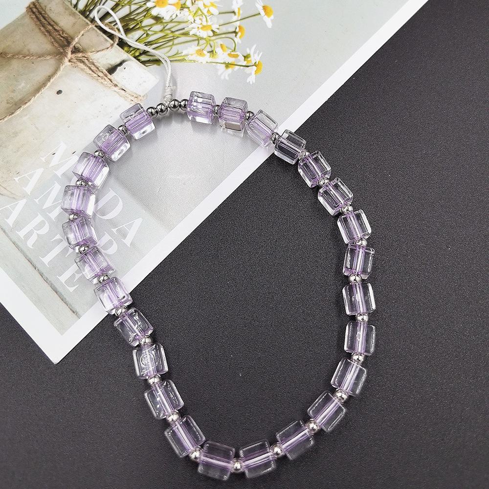 

Высококачественная прозрачная фиолетовая цепочка для телефона с кубиками сахара и подвеской в виде запястья для женщин