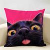 Ginger Cat Peekaboo Kitten Art Cushion Cover Natural Linen Organic Fabric Double-Sided Printing Breathable For Home Decor