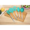 Stainless Steel Nylon 5 Piece Kitchen Utensil Set Cooking Spoon Ladle Skimmer Turner Pasta Server Ergonomic Dishwasher Safe