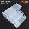 3Pcs/Set Adjustable Height Twist Drill Boxes Telescoplc Parts Storage Case  Tap Accessories