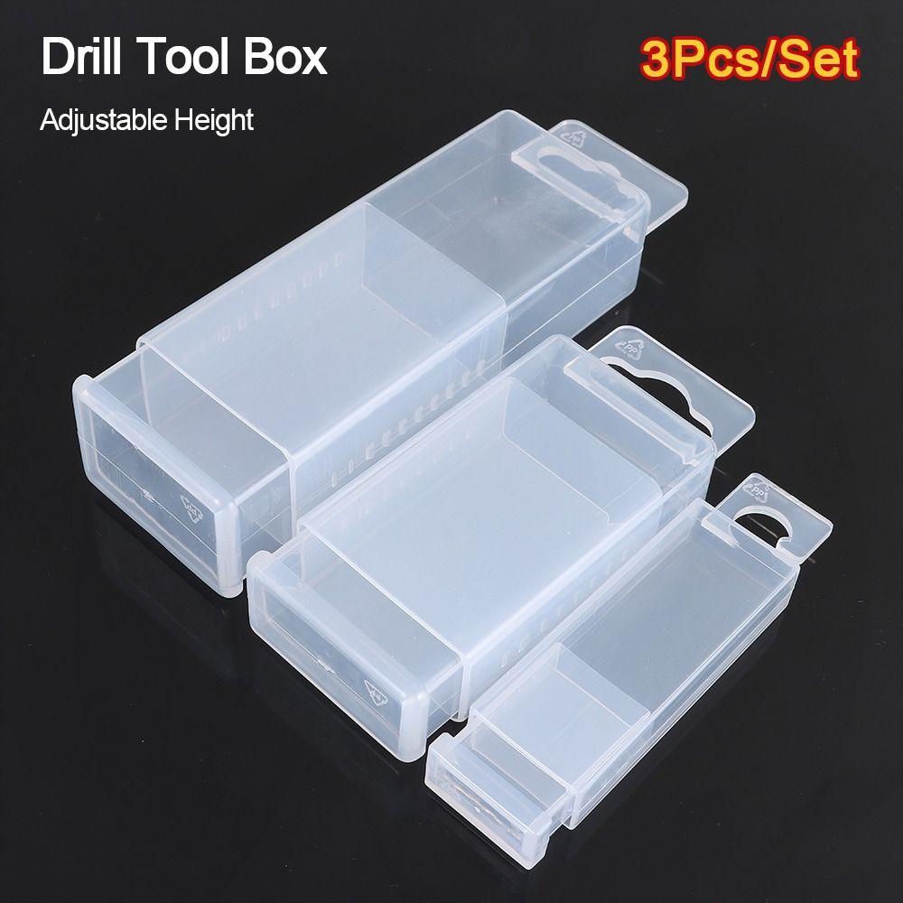 3Pcs/Set Telescoplc Drill Tool Box Adjustable Height Parts Storage Case  Drill Milling Cuter