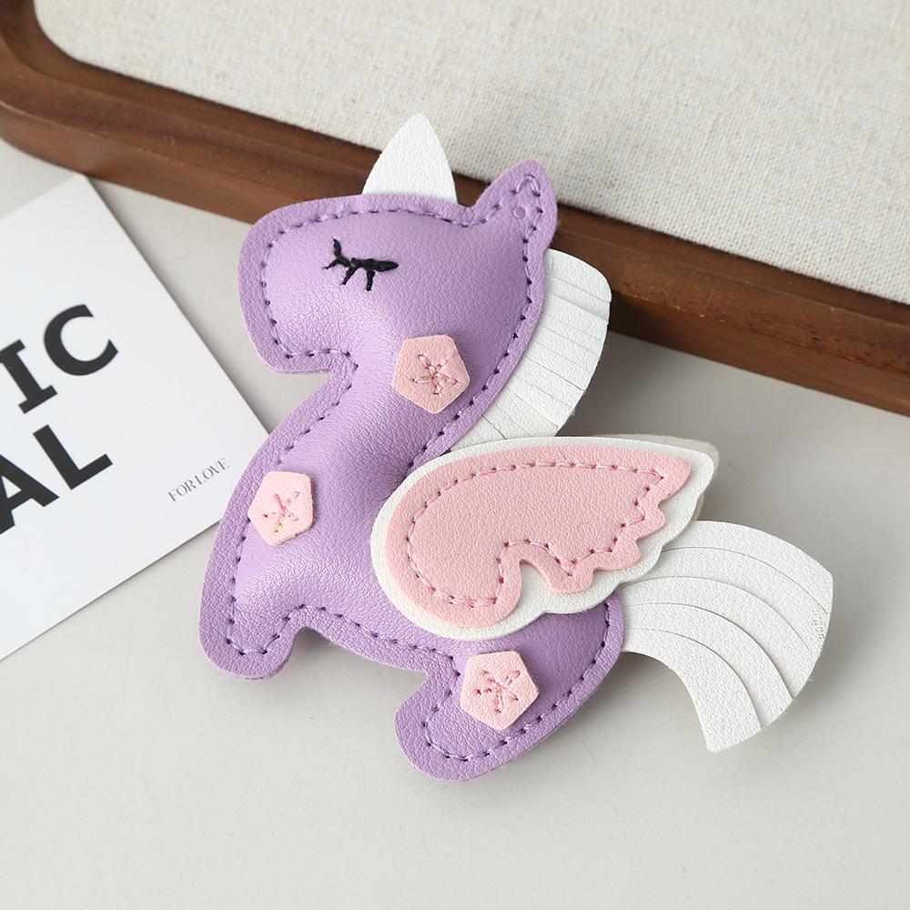 Unicorn leather pendant new PU double-sided multi-layer unicorn Pegasus luggage keychain pendant accessories manufacturer pu leather