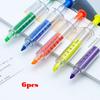 6pcs Dual-Ended Highlighter Marker Pens | Fluorescent Highlighter & Ballpoint Pen in One | Vibrant Colors for Notes, Crafts
