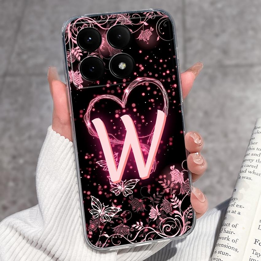 Casing For Redmi K70 K80 K60 K50 K40 K30 K20 Pro K70e K60e K90 Pro Max Phone Case Premium Letters Pattern Transparent TPU Back Cover For Redmi Housing