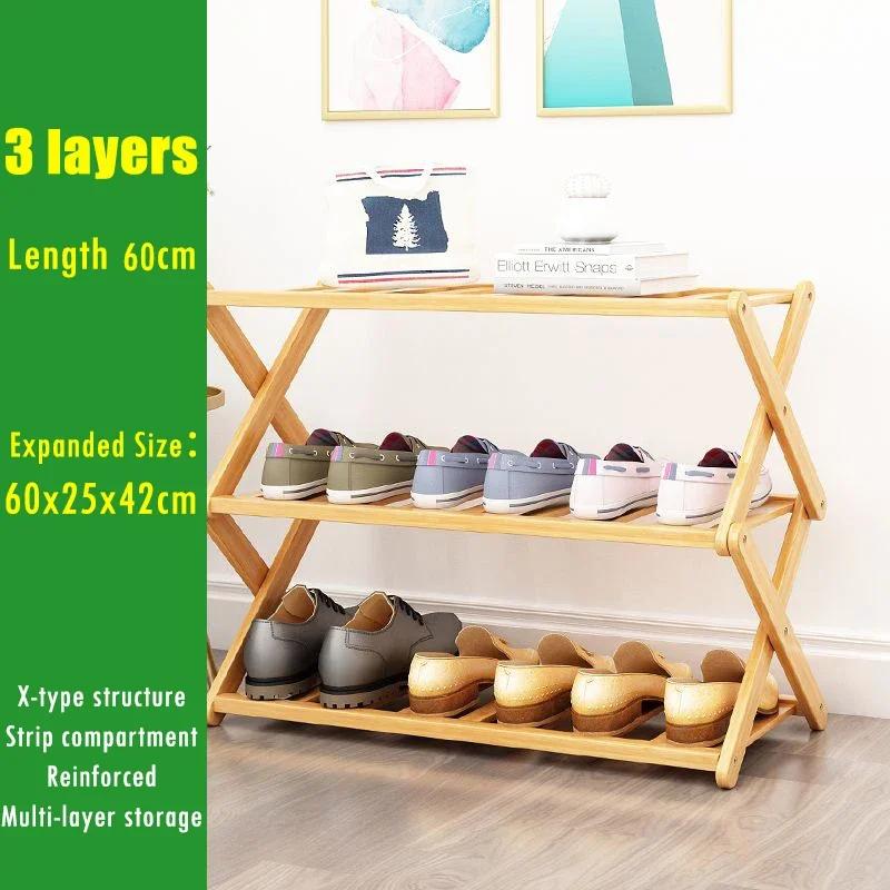 Multilayer Bamboo Folding Shoe Rack Entrance Hallway Storage Shelf Home Furniture Shoes Cabinet Space Saving Organizer