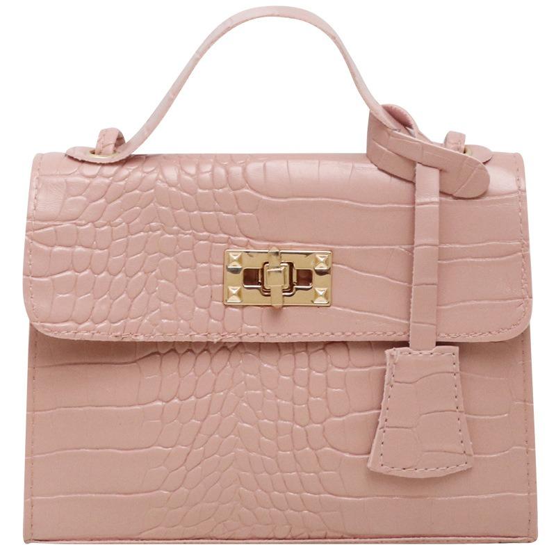 Versatile Trend Crocodile Pattern Shoulder Crossbody Small Square Bag Fringed Lock Women's Bag