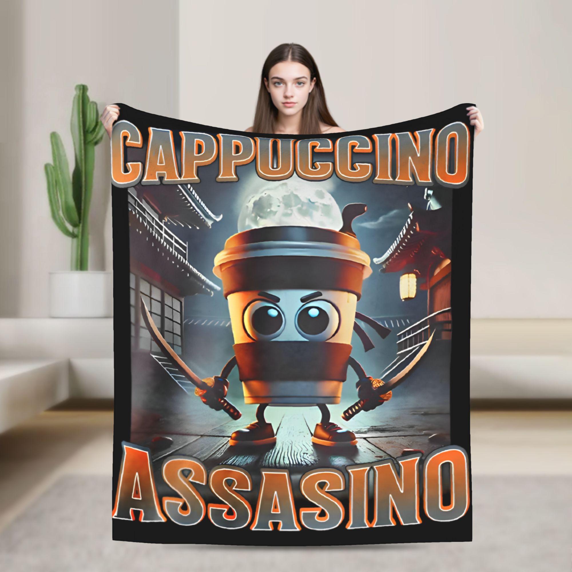 

Italian Brainrot Animals Blanket Cappuccino Assassino Fleece Awesome Soft Throw Blankets for Home Winter 75x90cm