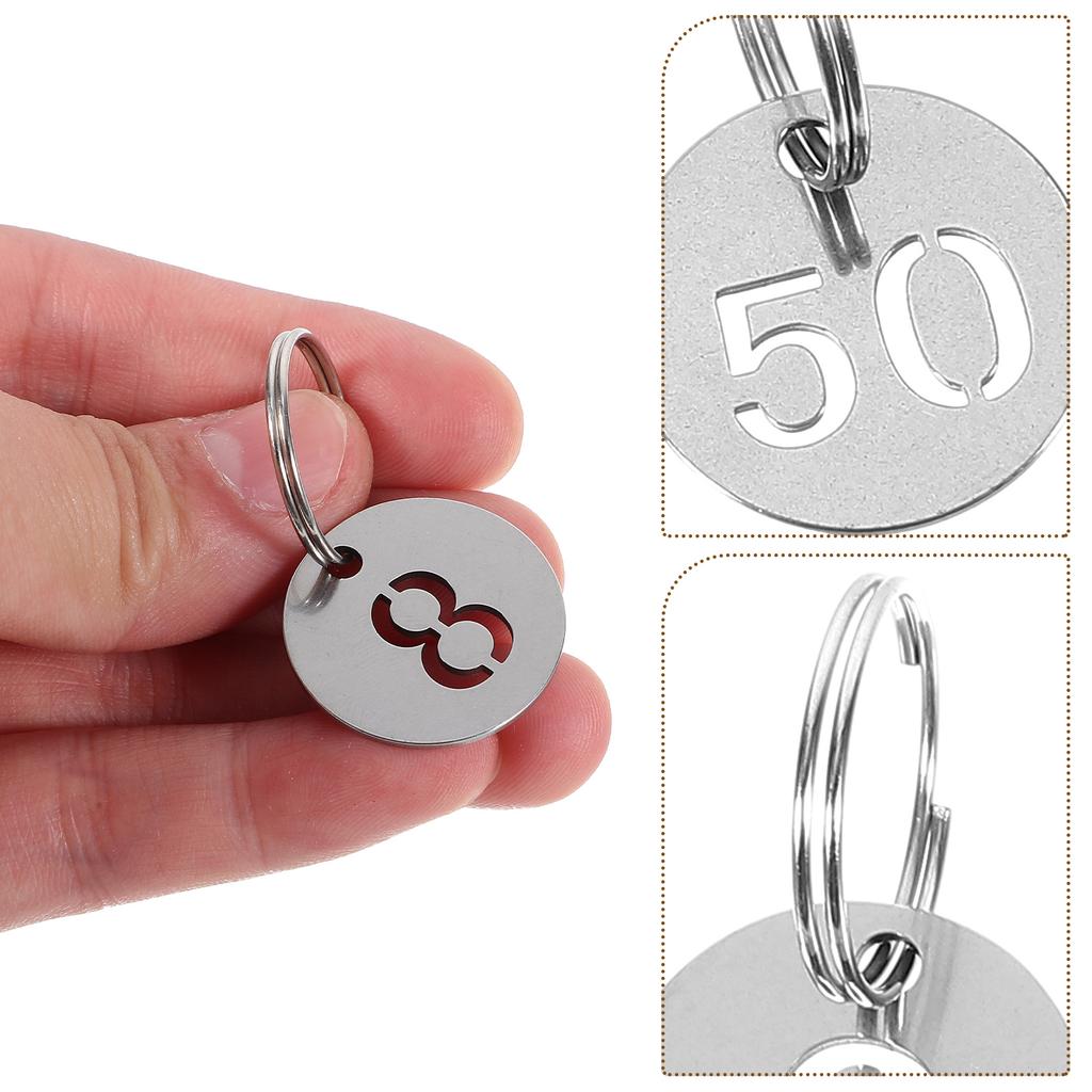 50 Pezzi Etichette Numerate in Acciaio Inossidabile Portachiavi Rotondi in Metallo Etichette ID 1 50 Etichette con Portachiavi ad Anello per Chiavi di Ufficio Hotel Porta Garage