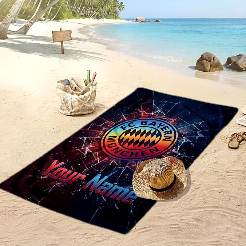 FC Bayern München Personalisiertes Bedrucktes Strandtuch Fußballlogo Unterstützung Benutzerdefinierter Name Text Absorbierendes Handtuch Für Sport Reisen Besonderes Geschenk