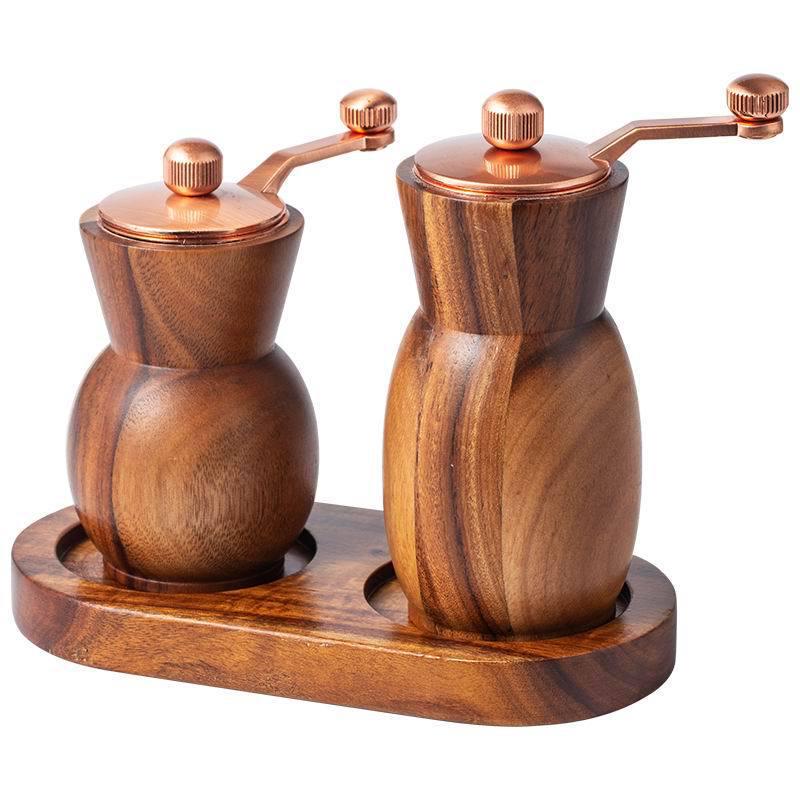 Acacia Wood Hand-Crank Pepper Grinder - Creative Black/Sichuan Pepper Mill for Western Cuisine
