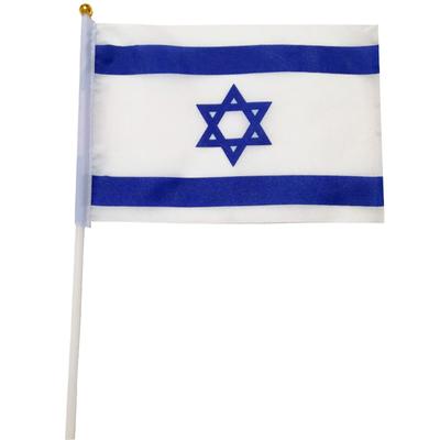 Bandera de Israel de mano pequeña de 14 x 21 cm, minibandera israelí con mástiles para decoración, celebración, desfile, deportes